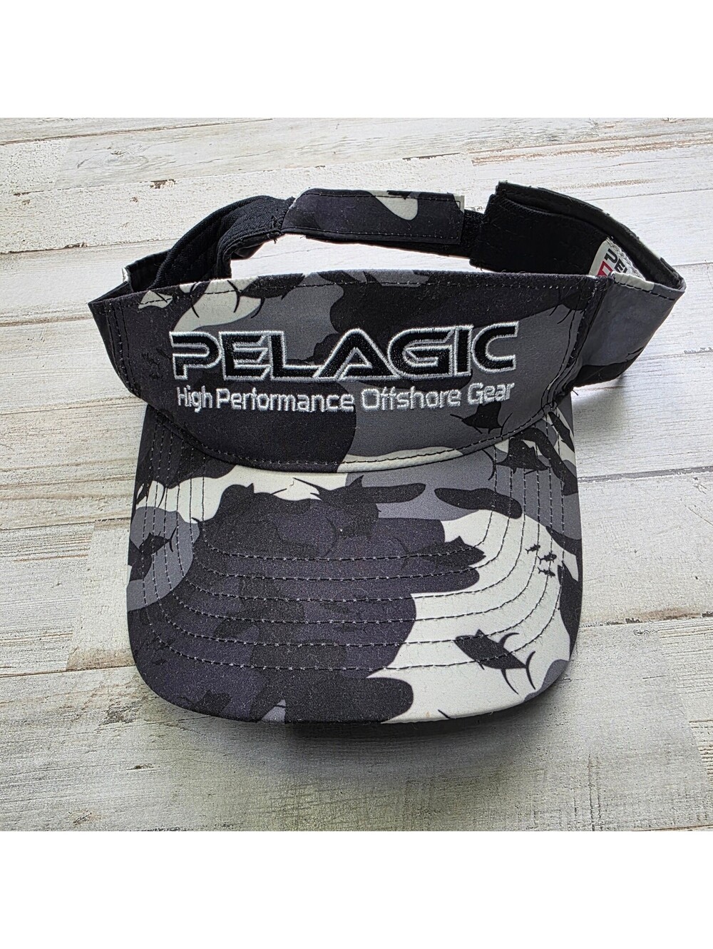 Pelagic Performance Visor Hat Cap Fishing -  Black and Gray Camo